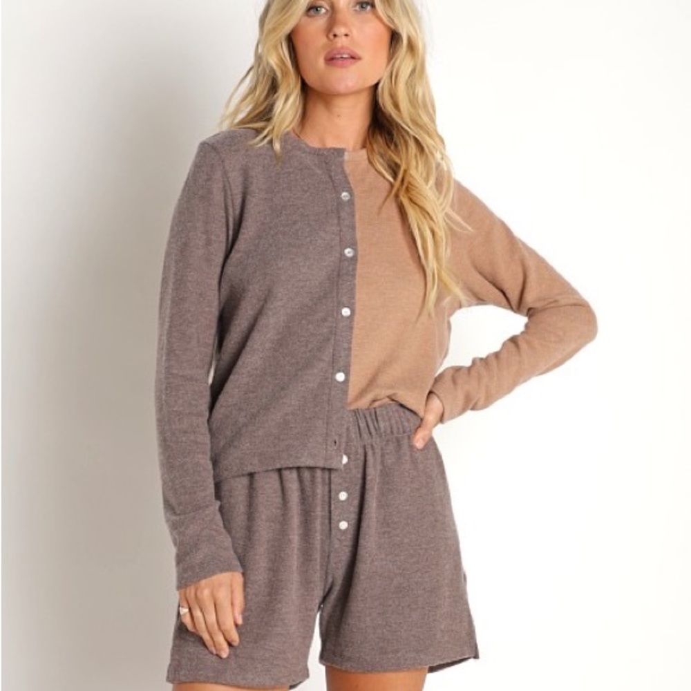 DONNI. Duo Sweater Cardi Camel/Chocolate size S